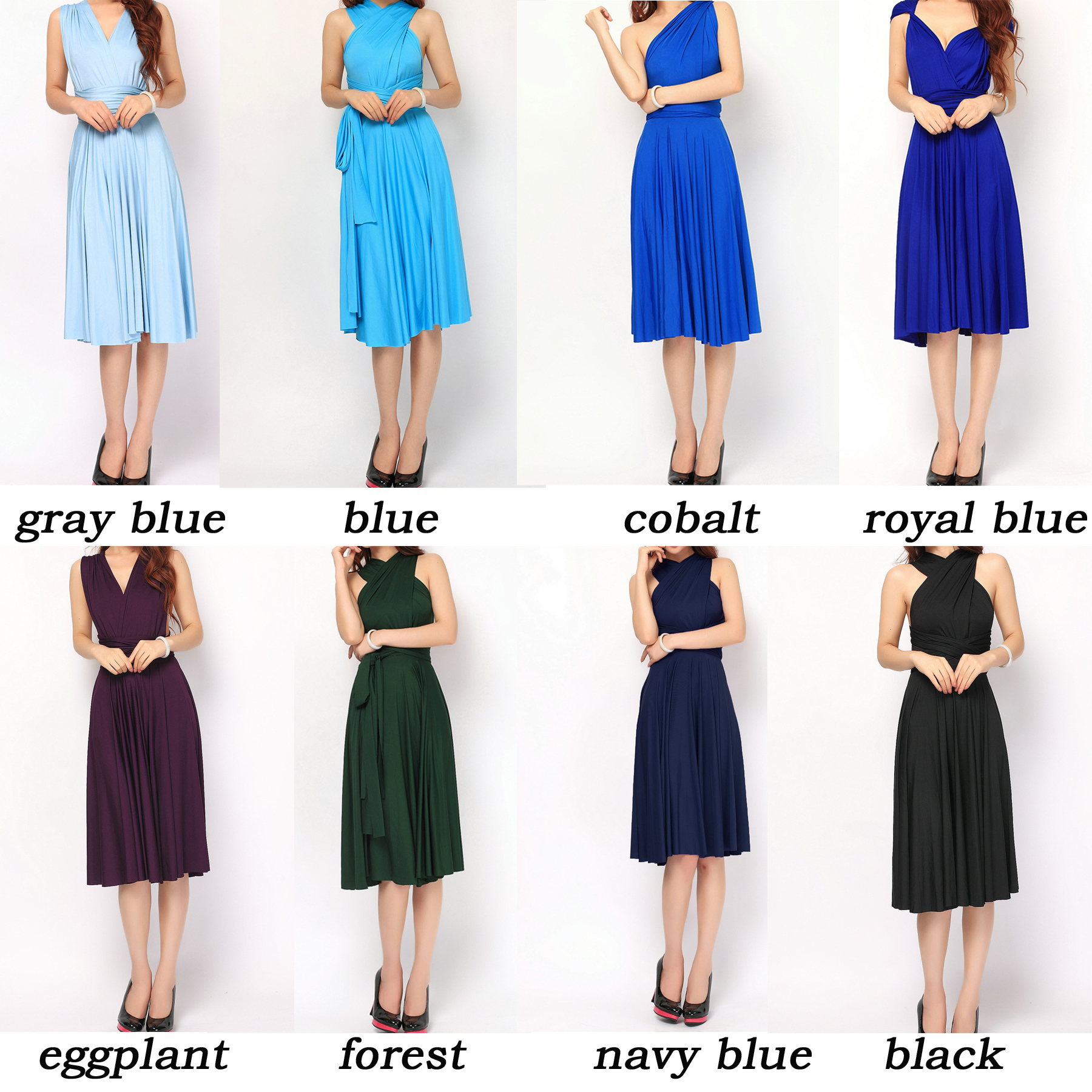 infinity dress styles navy blue